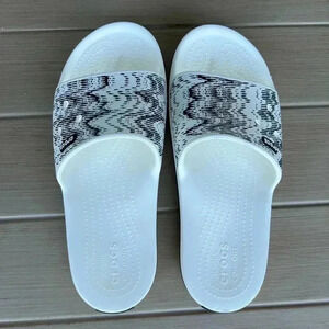 Crocs Unisex Crocband White & Black Casual Sandals Sz W9 M7